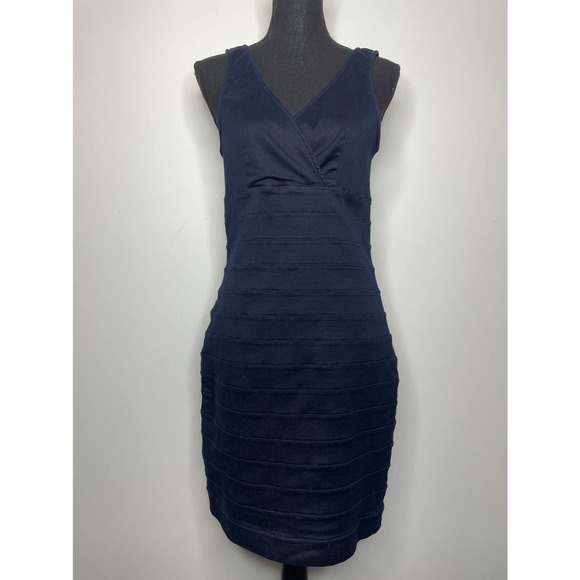 Express Dresses & Skirts - Express Dress LARGE Navy Blue V-Neck Sleeveless Above Knee Tiered Surplice